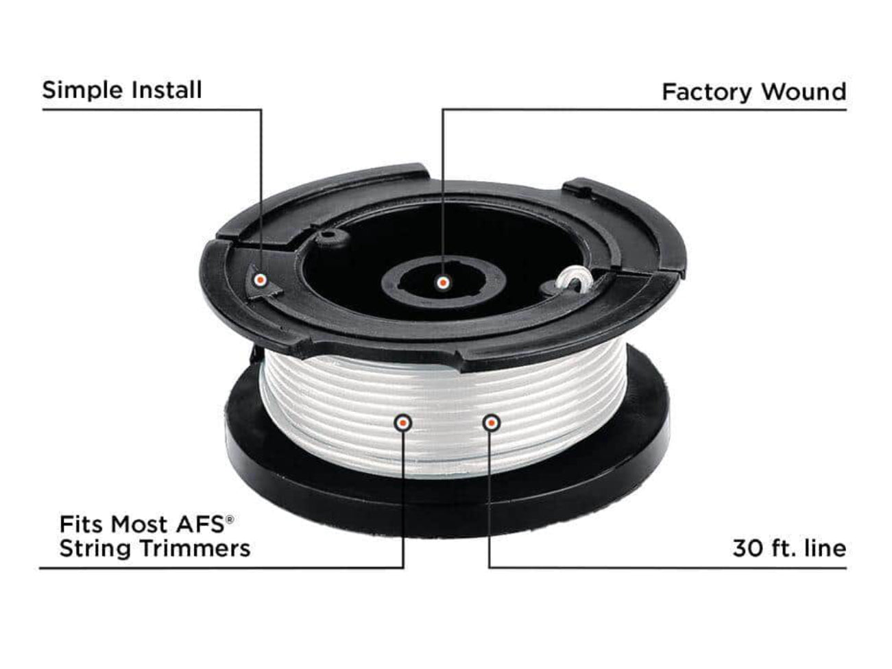 BLACK+DECKER 0.065 in. x 30 ft. Replacement Single Line Automatic Feed Spool AFS for Electric String Grass Trimmer/Lawn Edger/Mower