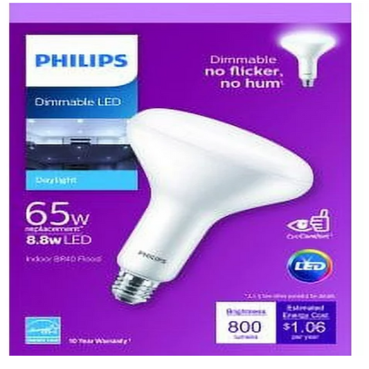 Philips LED 65 Watt BR40 6-Inch Recessed can Indoor Floodlight Light Bulb Frosted Daylight Dimmable E26 Medium Base 1 Pack DAMAGED BOX