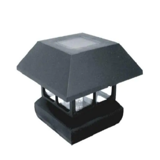 Veranda 4 in. x 4 in. (3.5 x 3.5 Post Size) 7 Lumens Black Plastic Solar Post Cap DAMAGED BOX