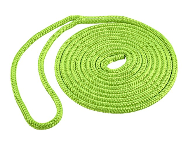Shoreline Marine Double Braided Polyester  1/2 in x 15 ft Neon Green Dock Line