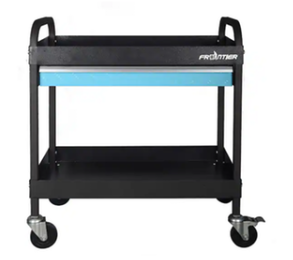 Frontier 30.25 Inch 2 Tray 1 Drawer Heavy Duty Rolling Utility Tool Cart in Black