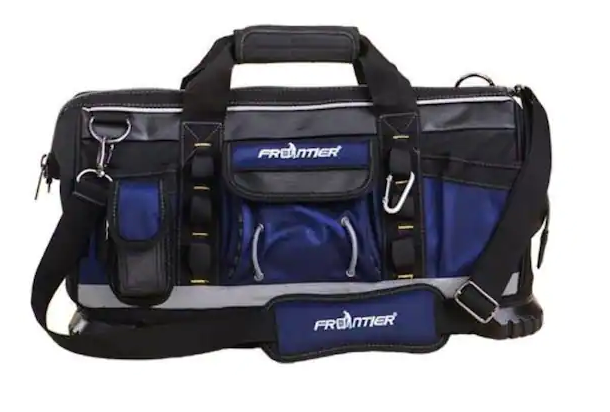 Frontier 19 Inch Zippered Tote Tool Bag in Black and Blue