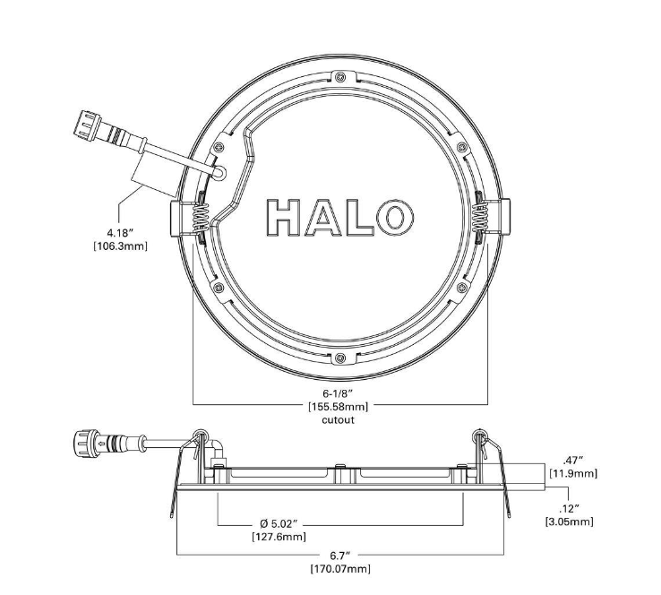 Halo HLB6 Series 6 in. 2700K-5000K Tunable CCT Smart Integrated LED White Recessed Downlight, Round Trim (1-Qty) DAMAGED BOX