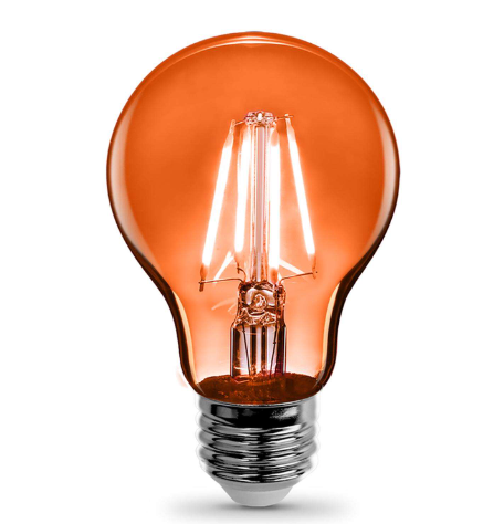 image-1 image-2 image-3 Roll over image to Zoom  Feit A19 E26 Medium Filament LED Bulb Orange 30 Watt Equivalence 1 pk DAMAGED BOX