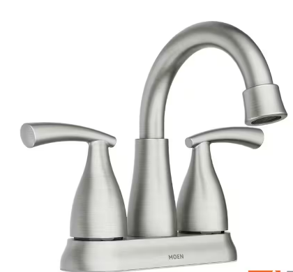 Moen Essie 2 Handle 4 Inch Centerset Bathroom Faucet in Spot Resist Brushed Nickel