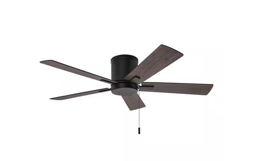 Hampton Bay Grantway 48 in. Indoor/Covered Outdoor Matte Black Low Profile Ceiling Fan