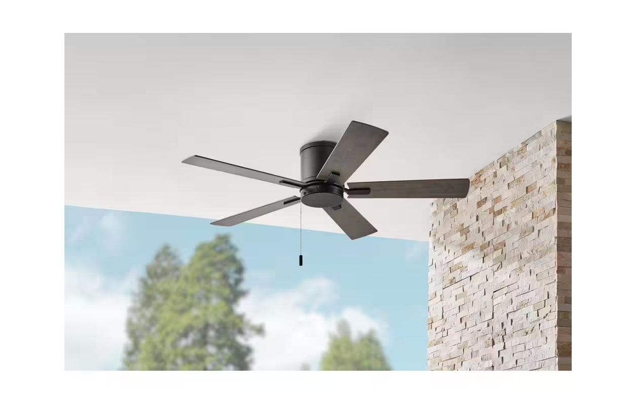 Hampton Bay Grantway 48 in. Indoor/Covered Outdoor Matte Black Low Profile Ceiling Fan