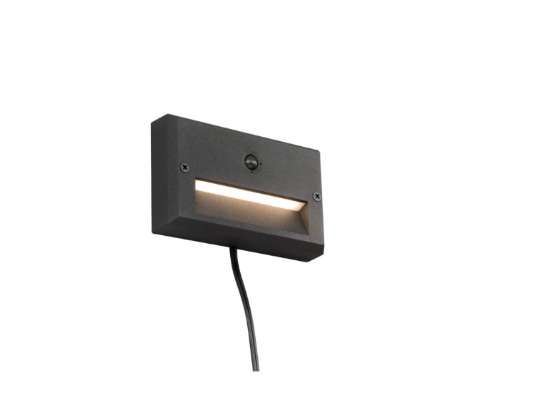 Hampton Bay 78 Lumen Low Voltage Hardwired Black Motion Sensing Integrated LED Outdoor Stair Light with Frosted Acrylic Lens Damaged Box