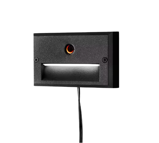 Hampton Bay 78 Lumen Low Voltage Hardwired Black Motion Sensing Integrated LED Outdoor Stair Light with Frosted Acrylic Lens Damaged Box