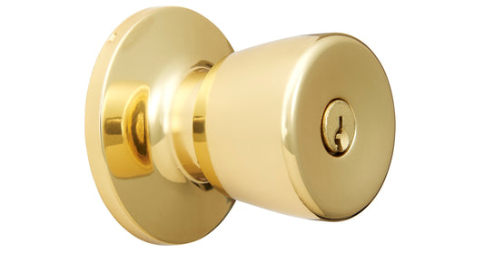 Hyper Tough Keyed Entry Tulip Style Doorknob Polished Brass Finish Damaged Box