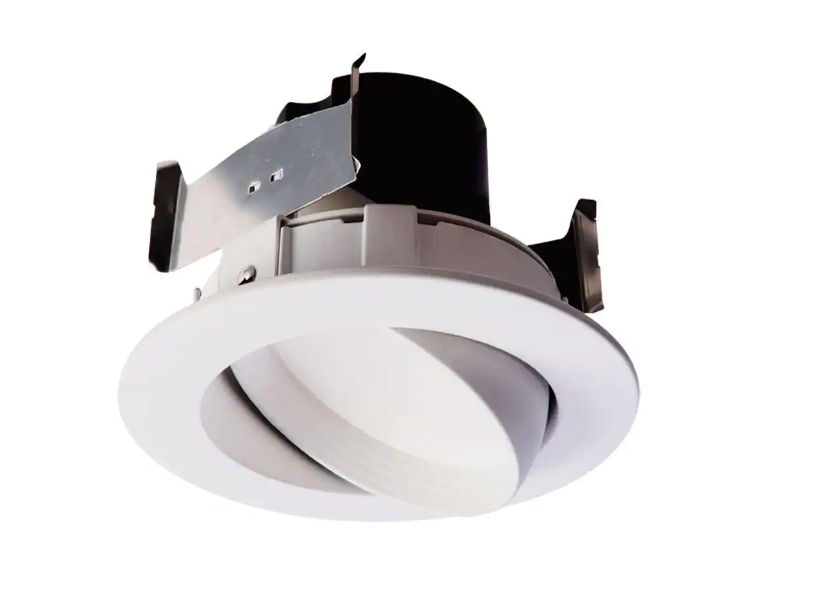 Halo 4 in. 2700K White Integrated LED Recessed Ceiling Light Fixture Adjustable Gimbal Retrofit Trim Warm White Damaged Box