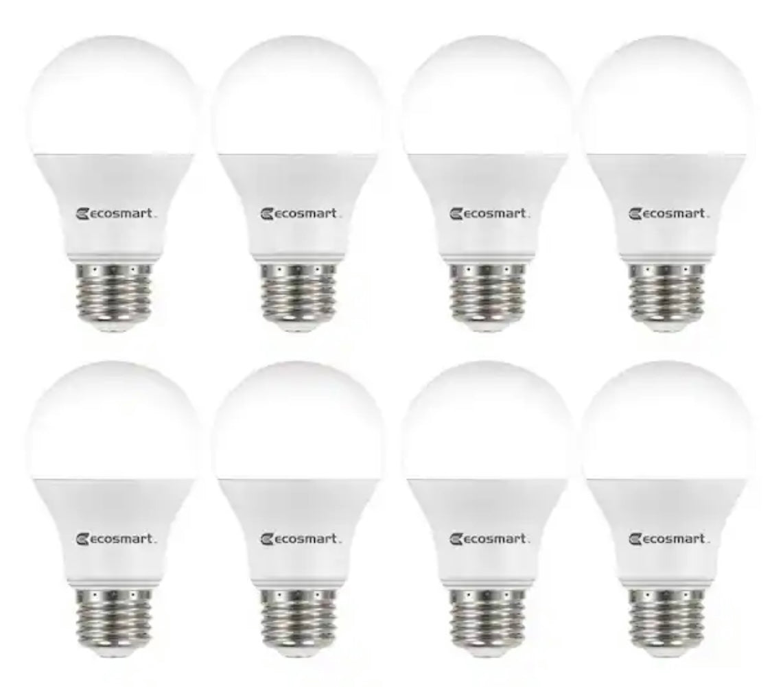 60-Watt Equivalent A19 Non-Dimmable LED Light Bulb Daylight 5000 (8-Pack) - Damaged Box