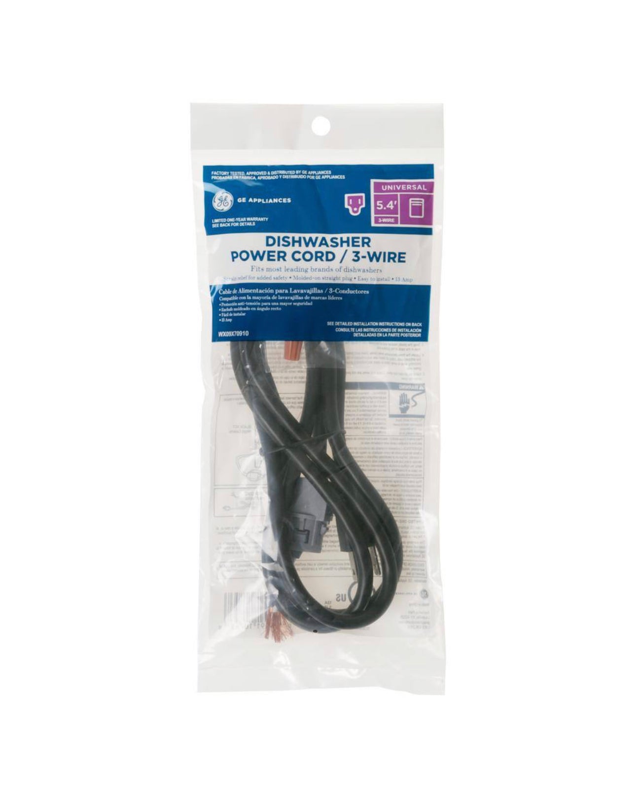 GE  5.4 ft. 3-Prong Cord for Built-In Dishwashers New