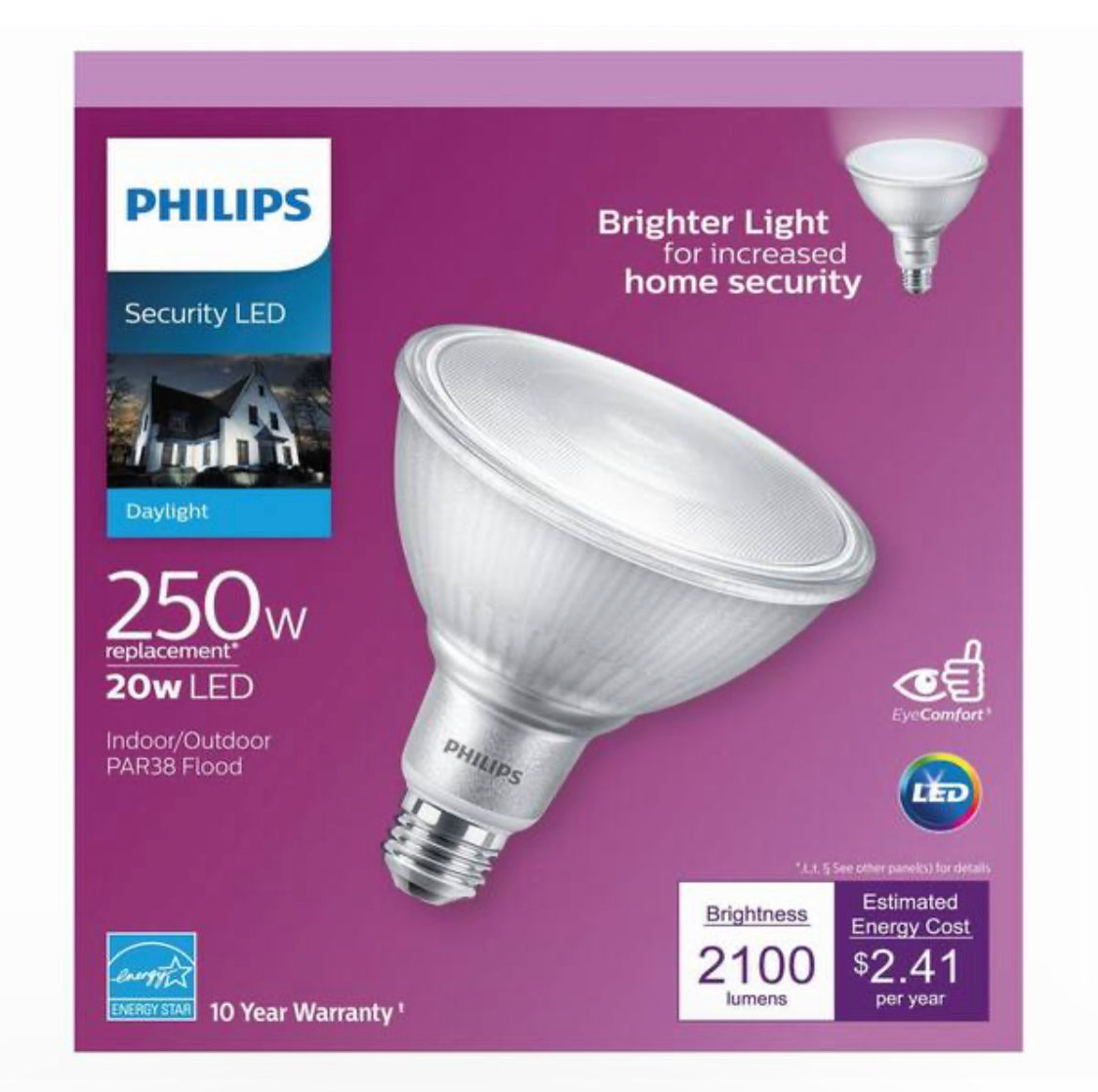 Philips 250-Watt Equivalent PAR38 Dimmable High Lumen LED Flood Light Bulb Bright White (5000K) - Damaged Box