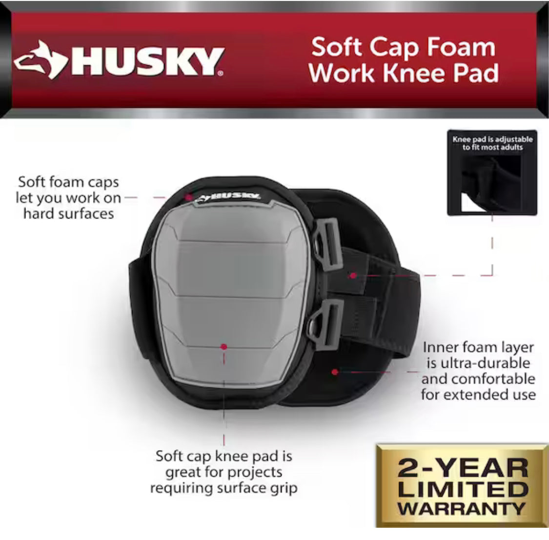 Husky Soft Cap Foam Non-Marring Knee Pads
