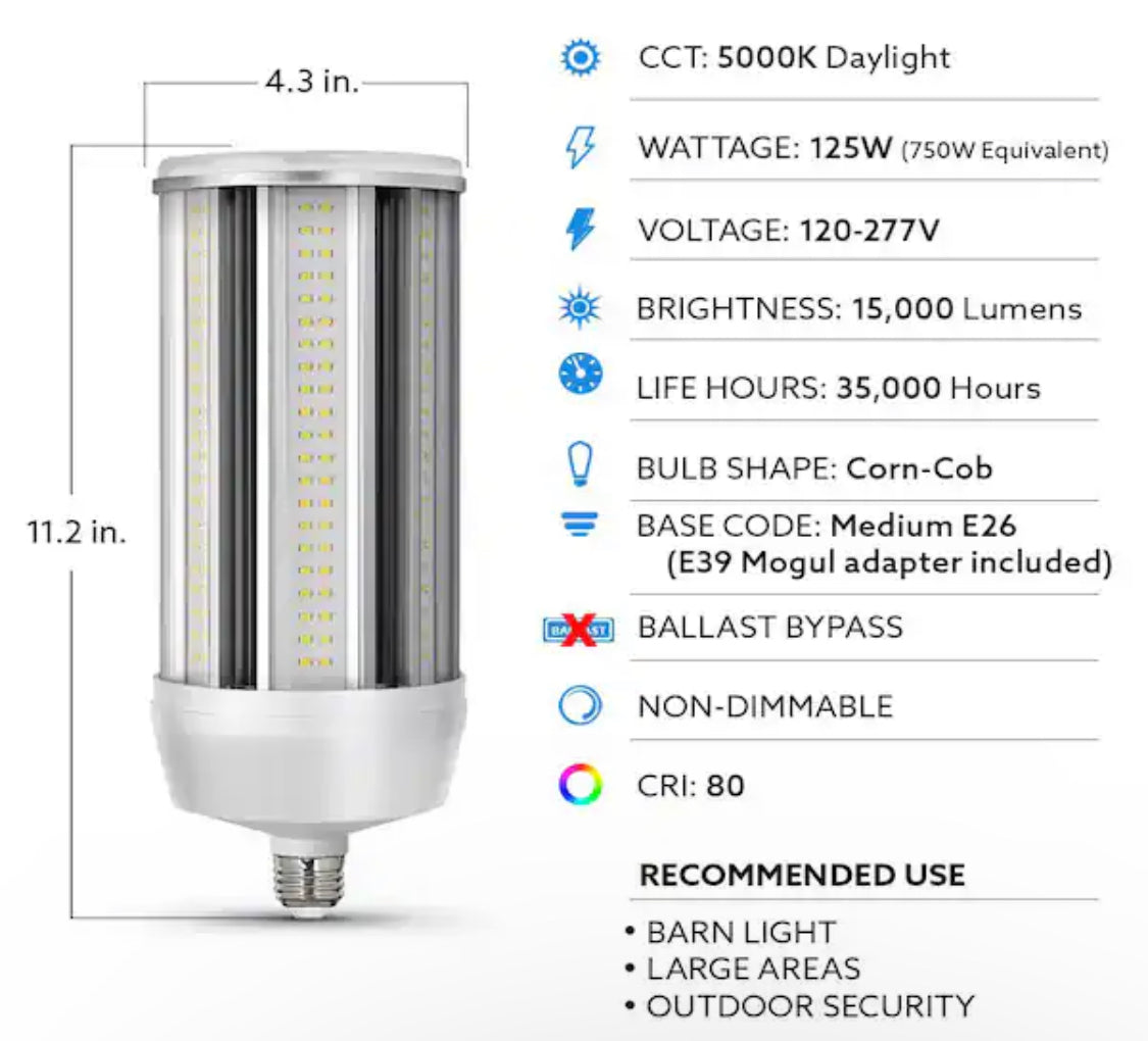Feit Electric 750-Watt Equivalent Corn Cob High Lumen Daylight (5000K) HID Utility LED Light Bulb - Damaged Box