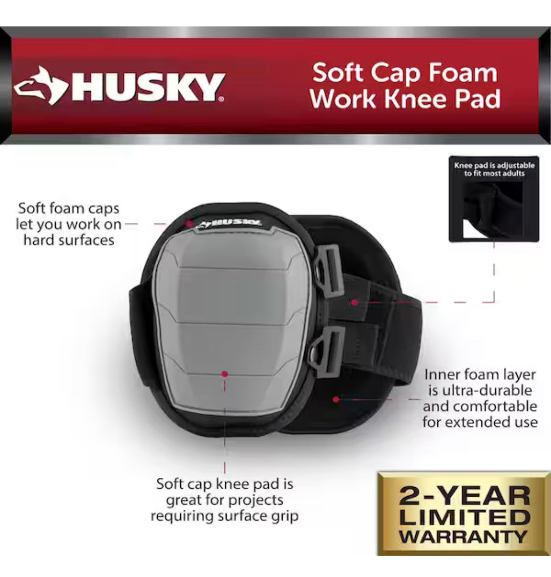 Husky Soft Cap Foam Work Knee Pad (1-pair)