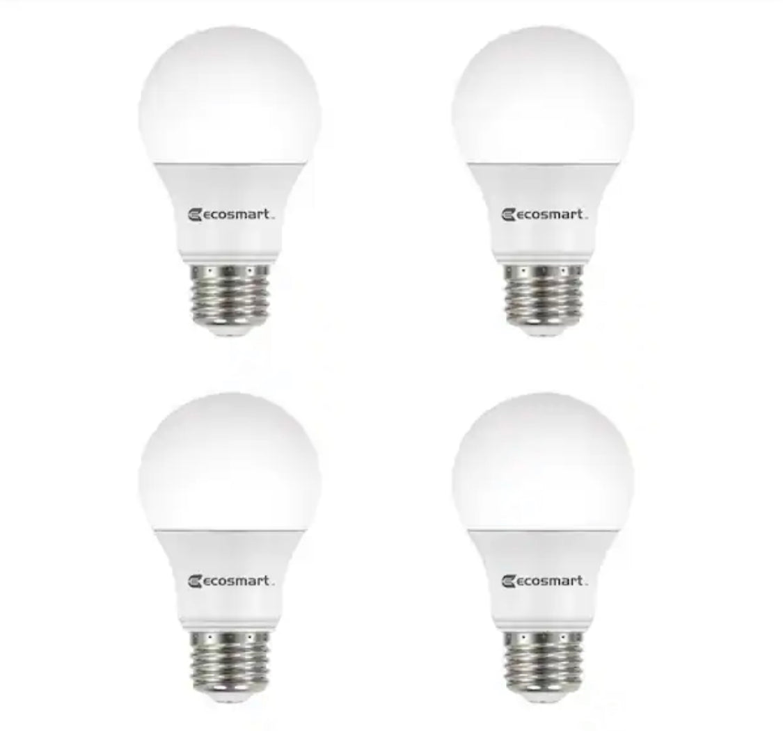 EcoSmart 60-Watt Equivalent A19 Dimmable Energy Star LED Light Bulb Daylight (4-Pack) - Damaged box