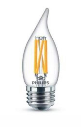 Philips 60-Watt Equivalent B11 Dimmable Edison LED Candle Light Bulb Glass Bent Tip Medium Base Daylight (5000K) (3-Pack) - Damaged Box