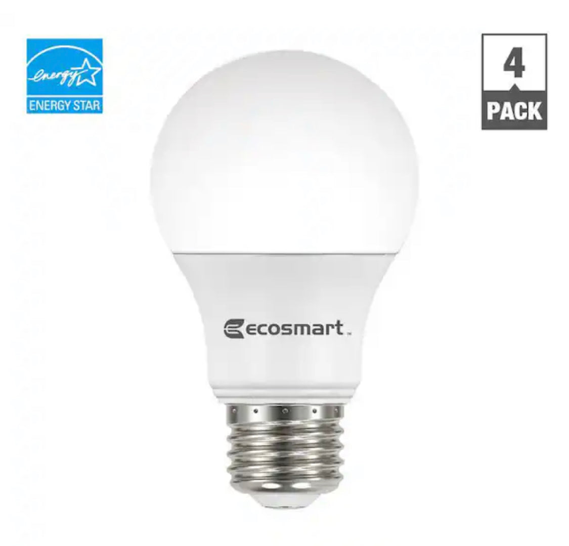 EcoSmart 60-Watt Equivalent A19 Dimmable Energy Star LED Light Bulb Daylight (4-Pack) - Damaged box