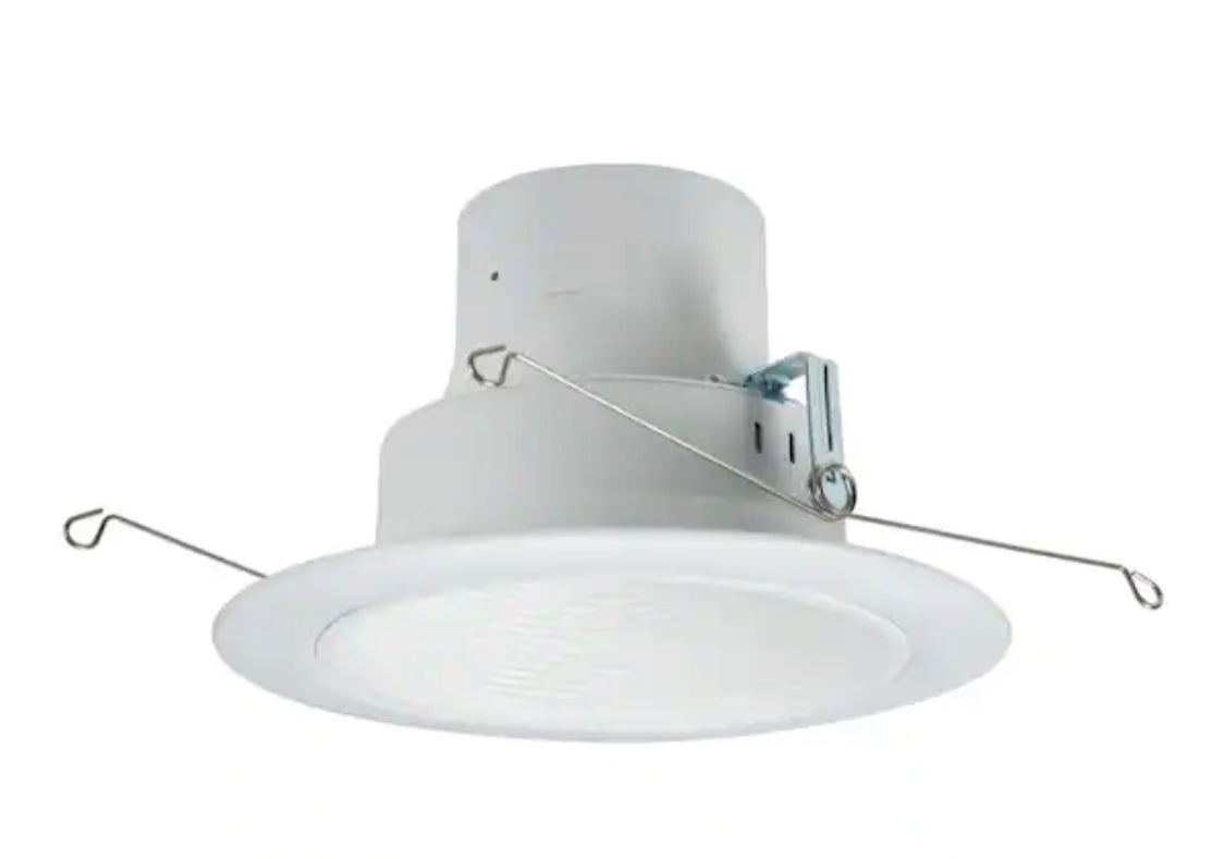 Halo RL 5 in. and 6 in. White Integrated LED Recessed Light Retrofit Trim at 3000K Soft White, Deep Baffle for Low Glare - Damaged Box