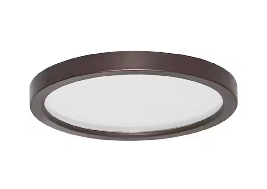 AMAX LIGHTING Round Slim Disk Length 7 in. Bronze Round Fixture 3000K Warm White New Construction Recessed Integrated Led Trim Kit