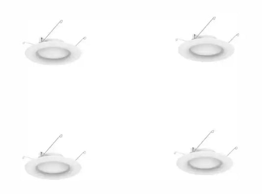 EcoSmart 6 in. Canless New Construction or Remodel White Dimmable Integrated LED Recessed Light Trim Soft White (4-Pack) - Damaged Box