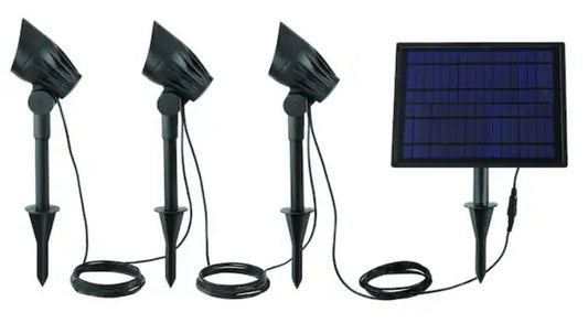 Hampton Bay Solar Black LED 75-150 Lumen High-Low 3-Head Metal Spotlight - Damaged Box