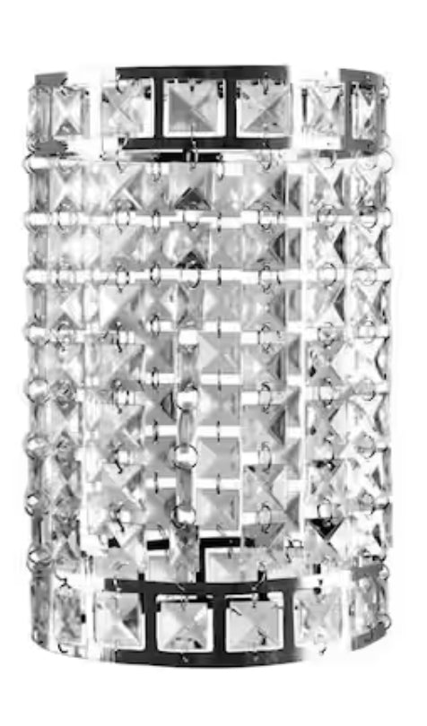 Tadpoles 7 in. x 10 in. 1-Light Faux-Crystal & Chrome Pendant Cylinder Lamp Shade - Damaged Box