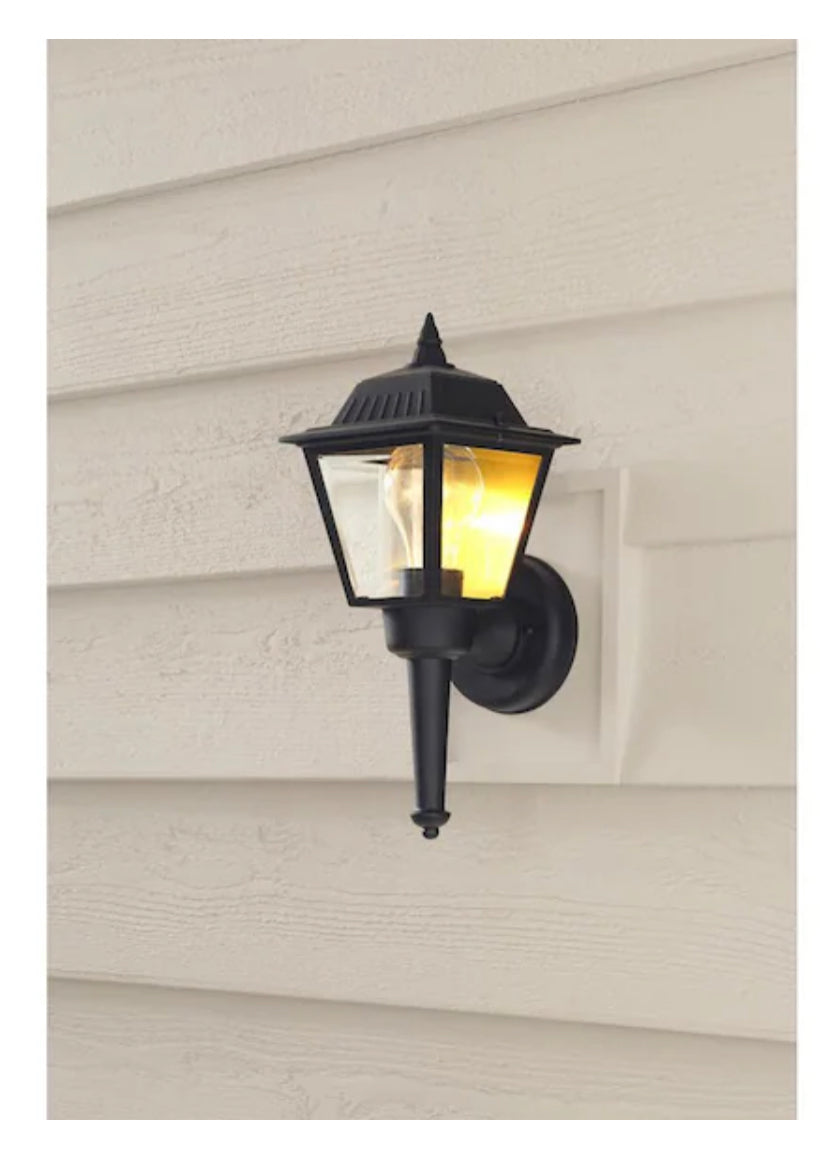 Hampton Bay  1-Light Black Outdoor Wall Light Fixture with Clear Glass
