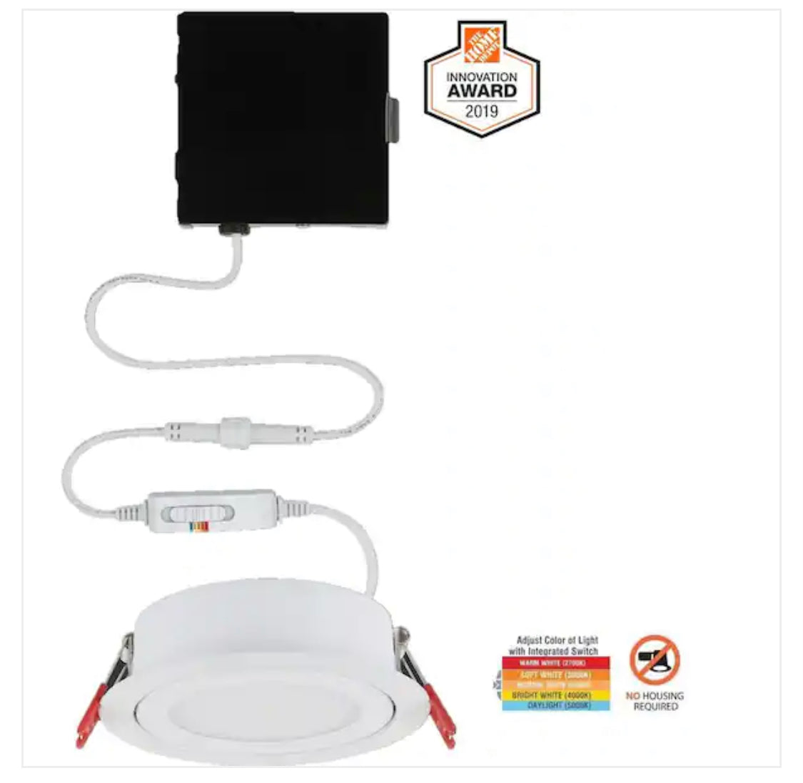 Commercial Electric Slim Directional 4 in. Adjustable CCT Canless New Construction & Remodel IC Rated Indoor Dimmable LED Recessed Light Kit - Damaged Box