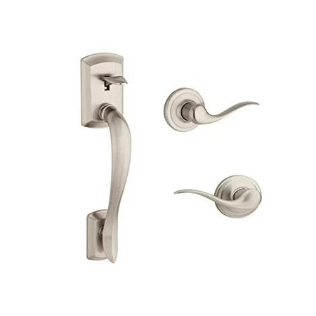 Kwikset Avalon Satin Nickel Handle Only without Deadbolt with Tustin Door Handle with Microban Antimicrobial Technology Damaged Box