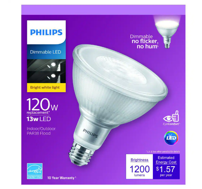 Philips 120-Watt Equivalent PAR38 Dimmable LED Flood Light Bulb Bright White (3000K) Damaged Box