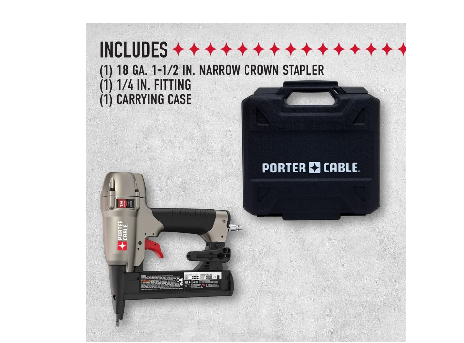Porter Cable Pneumatic 18 Gauge 1 1/2 in. Narrow Crown Stapler Kit Used