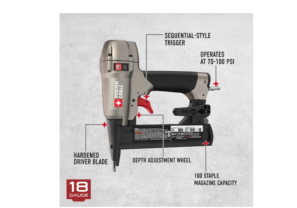 Porter Cable Pneumatic 18 Gauge 1 1/2 in. Narrow Crown Stapler Kit Used