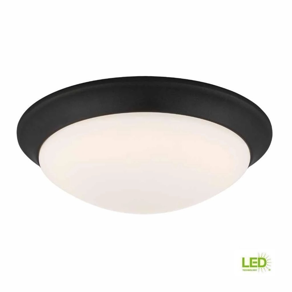 1 in. 120-Watt Equivalent Satin Bronze Integrated LED Flush Mount with Frosted White Glass Shade Damaged Box-Lighting-Tool Mart Inc.
