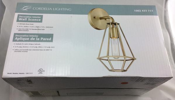 1-Light Old Satin Brass Wall Sconce Damaged Box-sconces & wall fixtures-Tool Mart Inc.