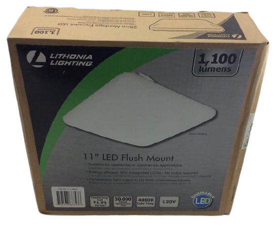 Lithonia Lighting 11 inch Square Low Profile White Intergrated LED Flush Mount Damaged Box