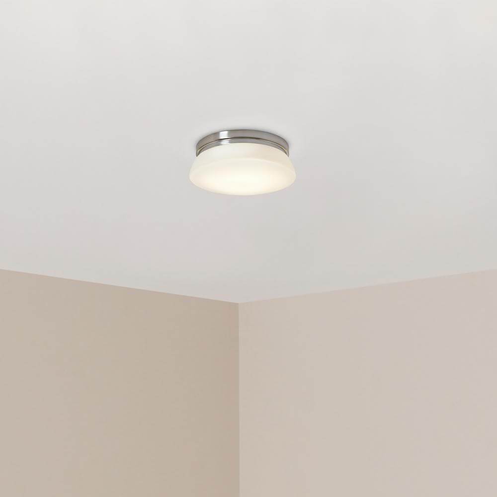 Hampton Bay 13 inch Brushed Nickel LED Flush Mount with Opal Glass