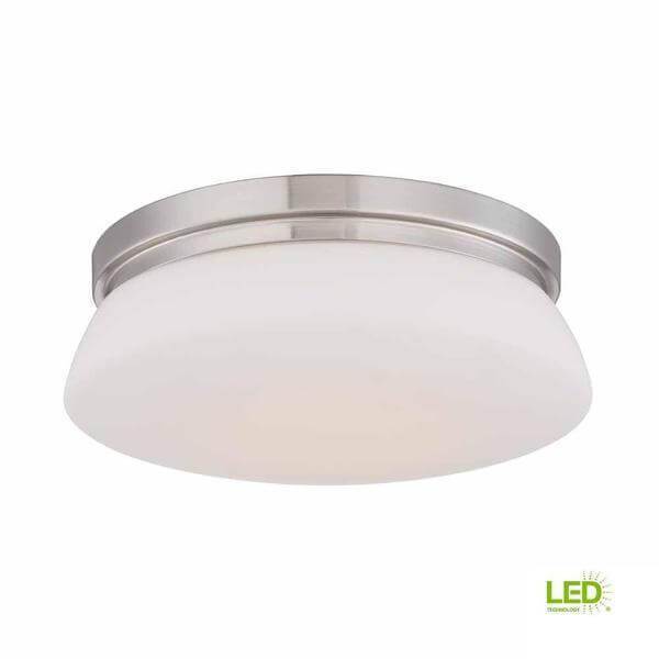 13 in. Brushed Nickel LED Flush Mount with Opal Glass Damaged Box-bay & strip lights-Tool Mart Inc.