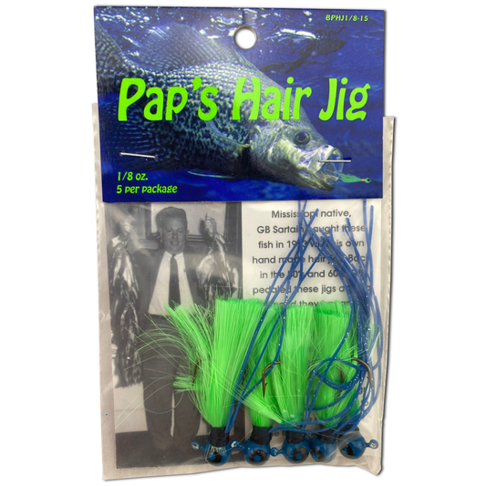 Paps Hair Jig 5 Pack Blue Head Green Tail