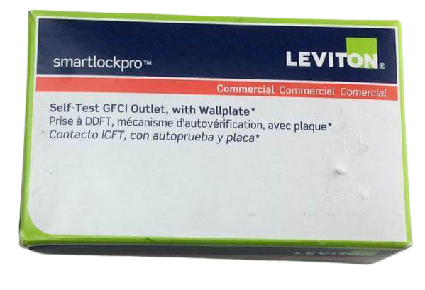 Leviton 15 Amp Self Test SmartlockPro Slim Duplex GFCI Outlet with wallplate Light Almond Damaged Box