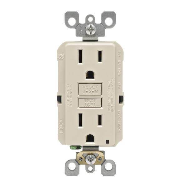 15 Amp Self-Test SmartlockPro Slim Duplex GFCI Outlet with wallplate, Light Almond Damaged Box-outlets, switches, & plates-Tool Mart Inc.