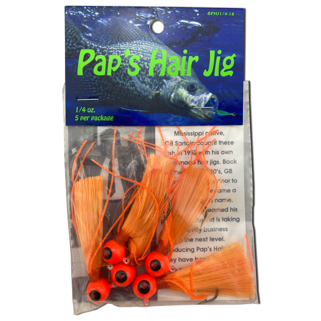 1 4 oz Paps Hair Jig 5 Pack Orange Head Orange Tail