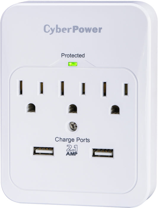 CyberPower 3 Outlet USB Wall Tap Surge Protector