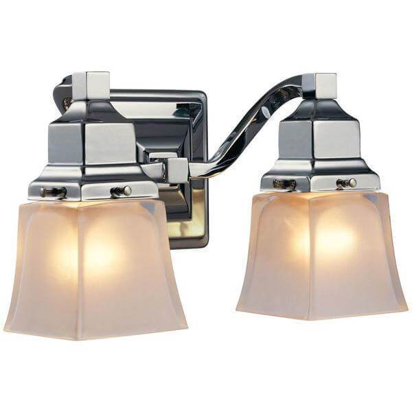 2-Light Chrome Vanity Light with Etched Glass Shades Damaged Box-vanity lights-Tool Mart Inc.