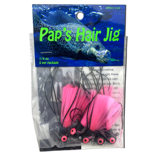1 4 oz Paps Hair Jig 5 Pack Black Head Pink Tail