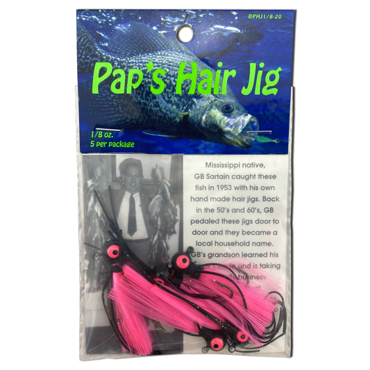 Paps Hair Jig 5 Pack Black Head Pink Tail