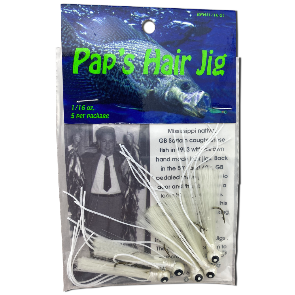 Paps Hair Jig 5 Pack White Head White Tail 1/16 Ounce