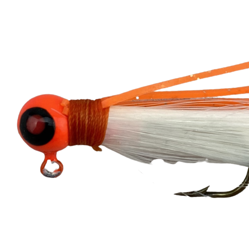 Paps Hair Jig 5 Pack Orange Head White Tail 1/16 Ounce